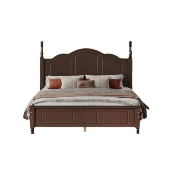 Cambridge Estate Bedroom Set wooden brown bed front view in a white background.