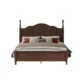 wooden brown bed front view in a white background.