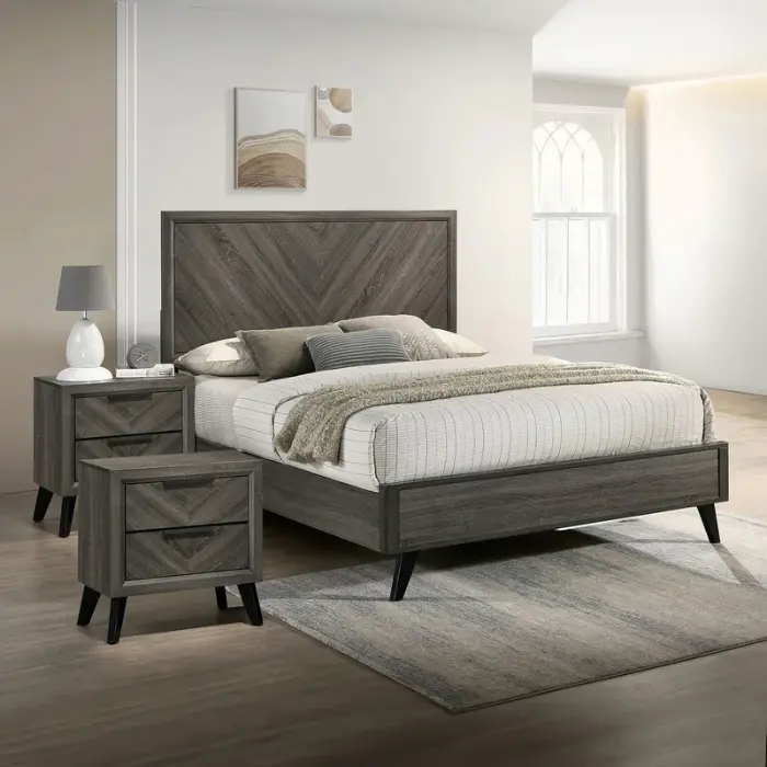 Chevron Haven Bedroom Set Featured with 2 Side Drawers