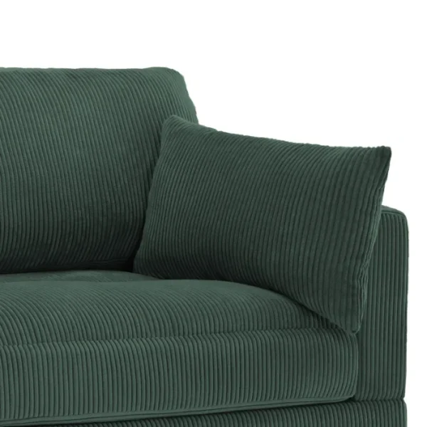 Corduroy Sofa – Soft Green Fabric Sofa with Ribbed Texture Corduroy Sofa – Soft Green Fabric Sofa with Ribbed Texture