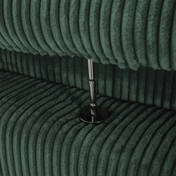 Corduroy Sofa – Close-up of Soft Ribbed Fabric with Metal Connector Corduroy Sofa – Close-up of Soft Ribbed Fabric with Metal Connector