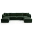 front view of green u shape sofa