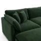 close view of velvet green sofa