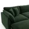 close view of velvet green sofa