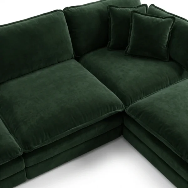 Croma U-Shaped Couch - 4 seater + 2 ottoman (6) close view showing seat velvet upholstery