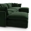 close view of side profile view of green sofa