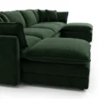 close view of side profile view of green sofa