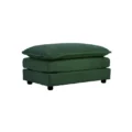 Front view of dark green croma u shaped couch ottoman