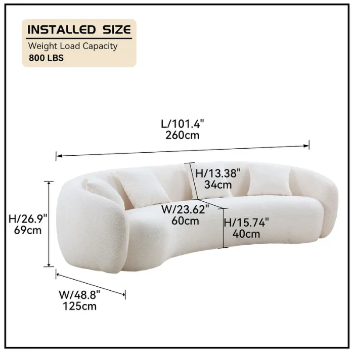 Della Bouclé Couch Dimensions