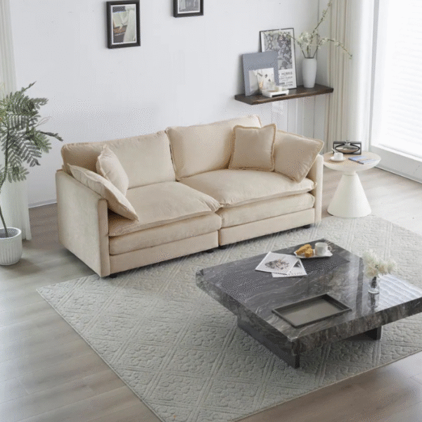 Diana Accent Couch with premium fabric upholstery, modern design, and sleek wooden frame, ideal for luxury living rooms in Pakistan and the UAE.