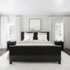 Ebon Bedroom Set with King Bed and Side Drawers in Black Finish