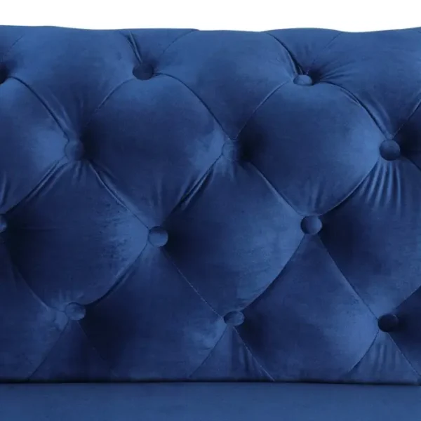 Gorten Velvet Sofa Blue Close up Gorten Velvet Sofa Blue Close up