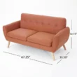 Joseph Sofa - Mid Century Modern Fabric Sofa with Dimensions