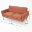 Joseph Sofa - Mid Century Modern Fabric Sofa with Dimensions