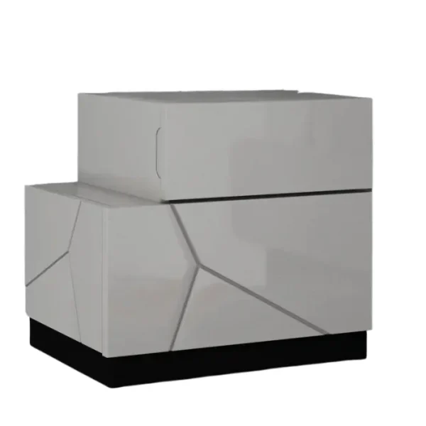 Luminous Bedroom Set Web Image 3 Angled view of side table in white background.