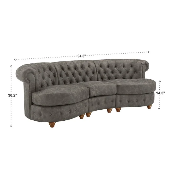 Noble Curved Sofa - Luxurious Tufted Design with Wooden Legs