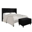 Obsidian Velvet Bed Bench Set in white background.
