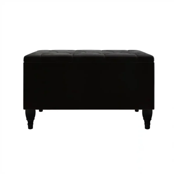 Obsidian Velvet Bed Bench Set (black) (3) Black velvet bench front view.
