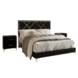 black upholstered bed set in white background