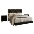 black upholstered bed set in white background