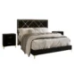 black upholstered bed set in white background