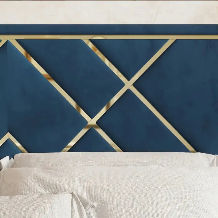 Upholstered bed headboard showing premium upholstery