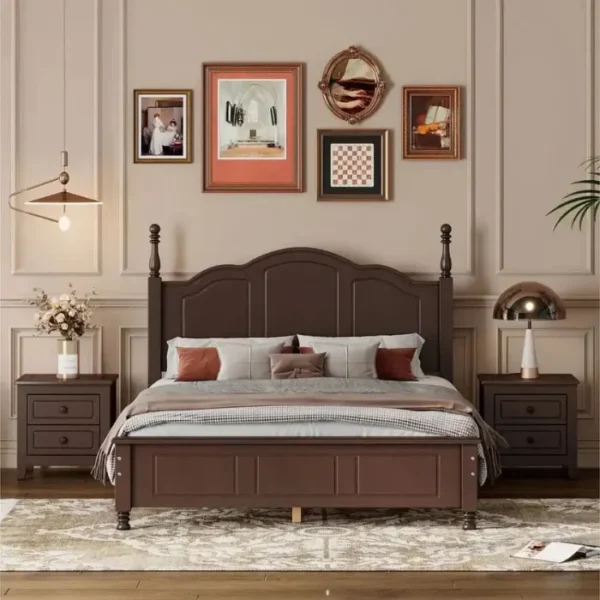wooden brown bed front view