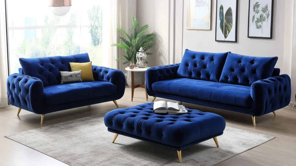 Striking Sapphire Sophistication of Vibrant Blue Sofa