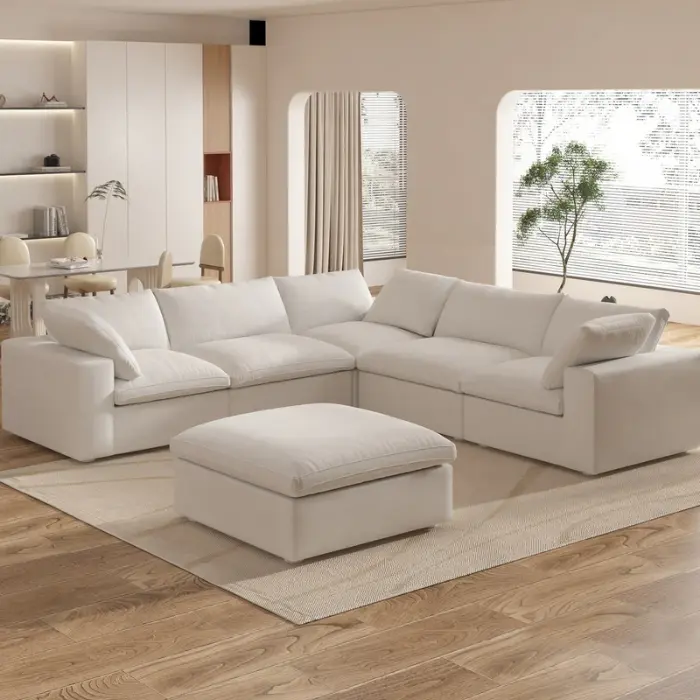 Valiant Corner Sofa in Pakistan white in fabric color with background