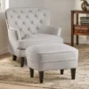 Windsor Club Chair with Ottoman featuring button-tufted design, nailhead trim, and plush fabric upholstery in Pakistan and UAE.