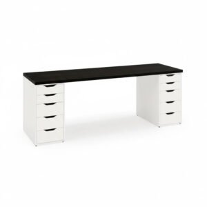 left angled view of alex table with black top