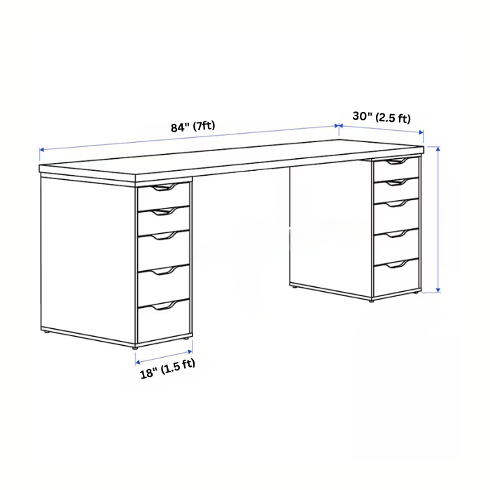 Alex Gaming Table Dimensions 7 ft x 2.5 ft