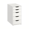 5 drawers of White Alex Office Desk