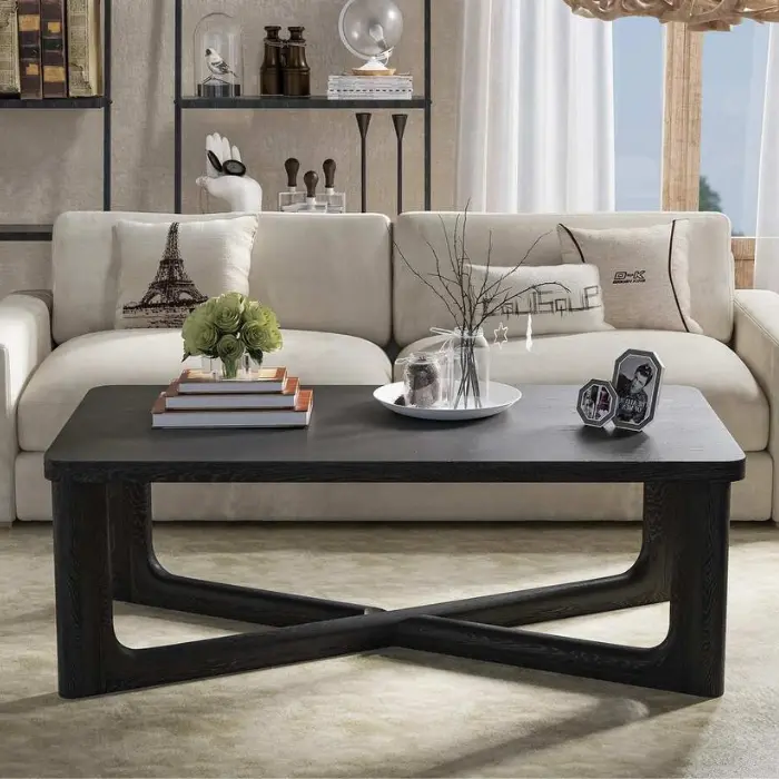 Arcwood Coffee Table crafted from solid oak with a Scandinavian minimalist design, featuring X-cross legs, natural wood grain, and a warm finish, perfect for premium living spaces in Pakistan and UAE.