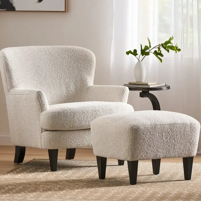 Image of Cloudhaven Boucle Chair with Ottoman