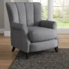 Oslo wing armchair gray bedroom chair full view with background