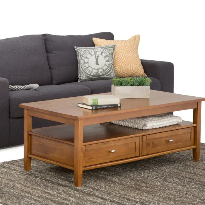 Elegant Shelbourne Coffee Table crafted from premium solid wood with shaker-style drawer fronts and a warm finish, perfect for modern living rooms in Pakistan and UAE.