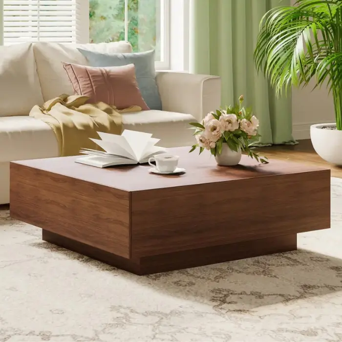 Vista Veneer Coffee Table with two spacious drawers and oak veneer finish for modern interiors in Pakistan and UAE.