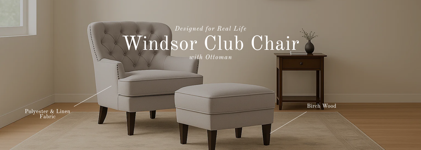 Windsor Club Chair with Ottoman Banner