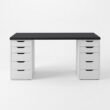 alex-desk-plain-black-top-white-dl-dr-front-view