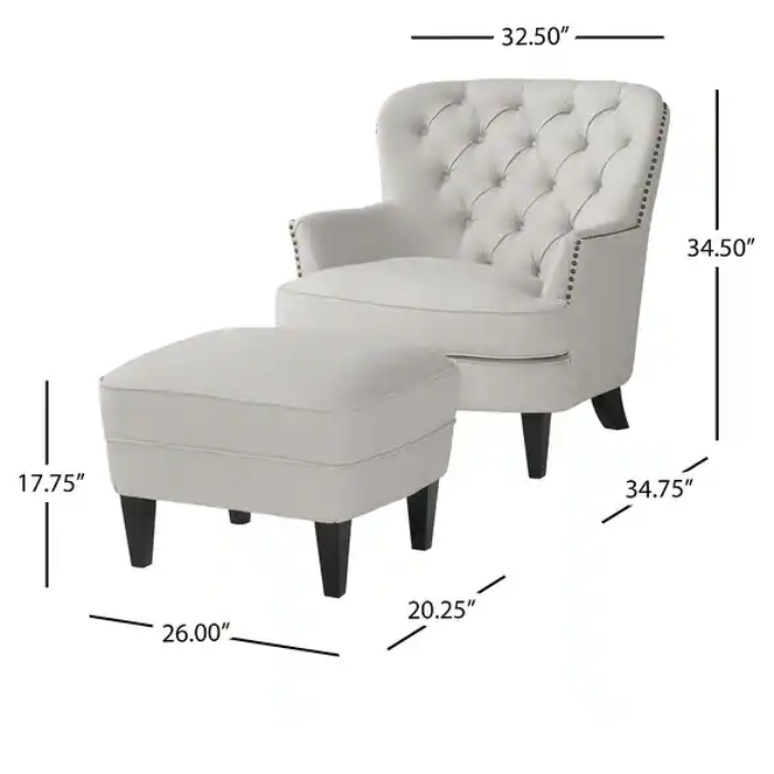 Windsor Club Chair with Ottoman dimensions