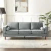 Gray velvet Monarc Sofa with wooden legs