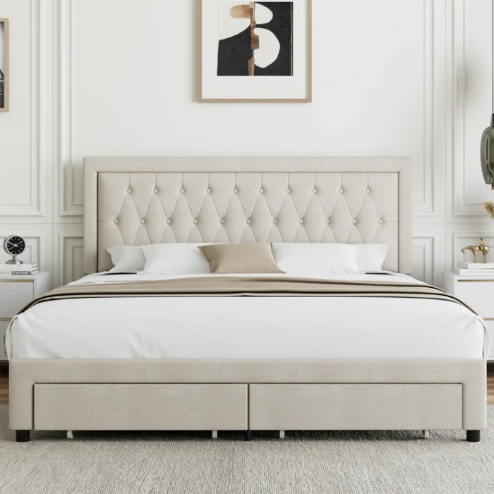 Sable Storage Bed Light Beige