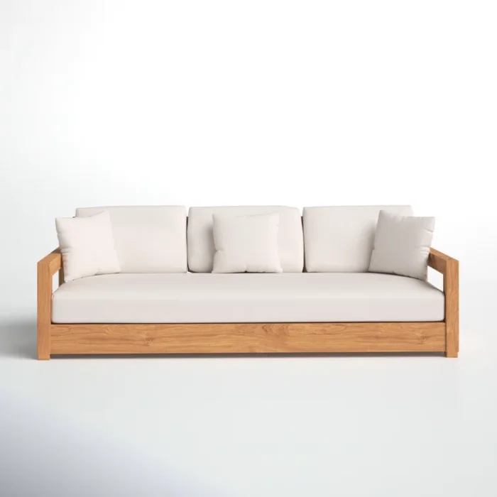 Solterra Teak Outdoor Sofa Beige