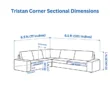 Tristan Corner Sectional Sofa Dimensions from right to left