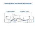 Tristan Corner Sectional Sofa Dimensions from right to left