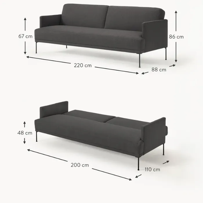 Flexo Sofa Dark Grey Dimensions.webp