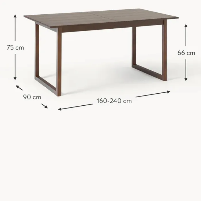 Linear Dining Table Dark Brown Dimensions.webp