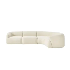 front view of aria curve sofa in off white