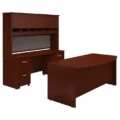 Elegant Back Wall Executive Desk featuring spacious work surface and shelving